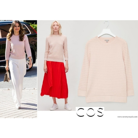 COS Waffle-Stitch Cotton Dot Jumper Size XS Blush pink - Picture 1 of 10